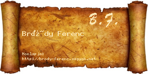 Bródy Ferenc névjegykártya